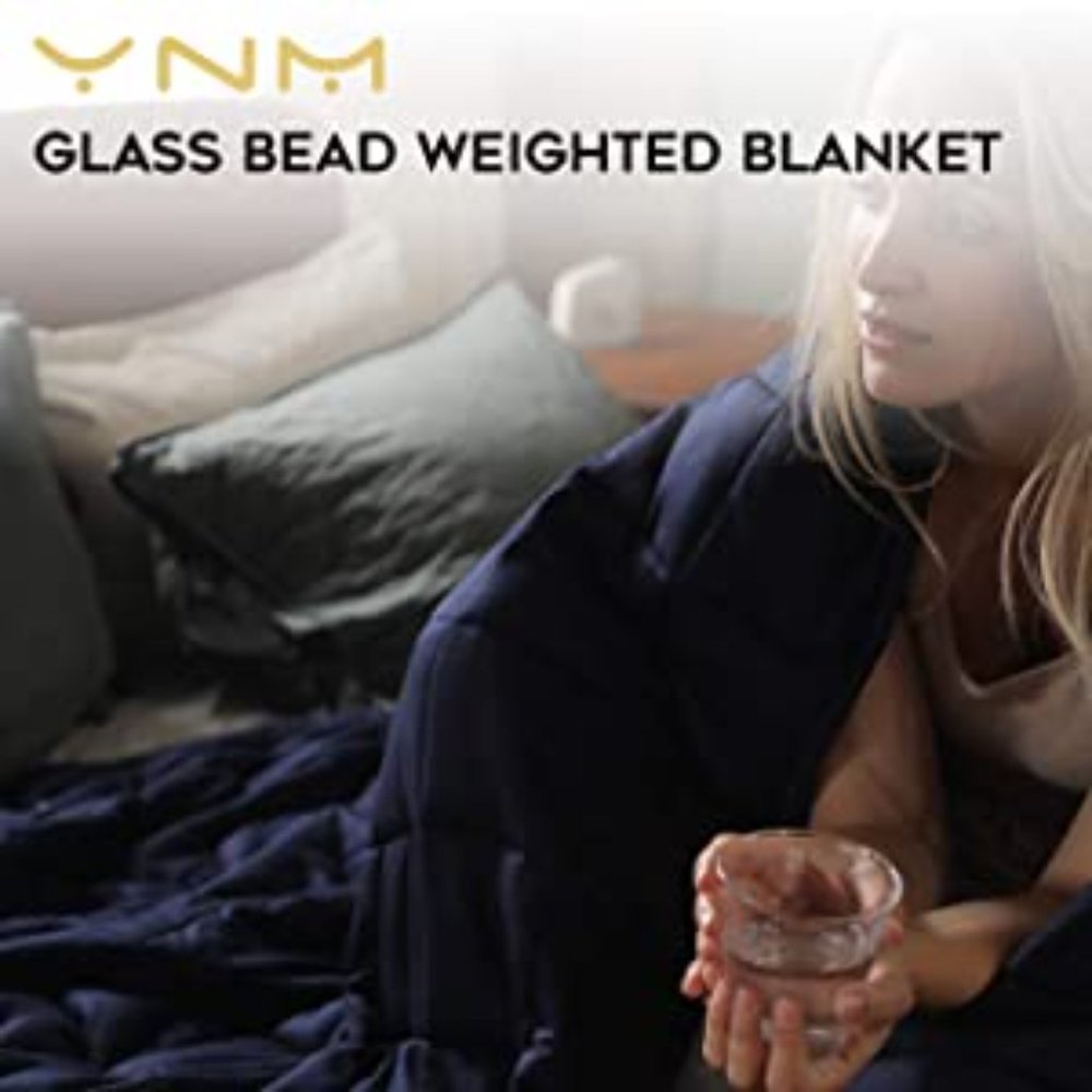 New -Cotton 48 x 72 in 15 lb Premium Weighted Blanket for Twin & Full Beds, Navy - Picture 3 of 5